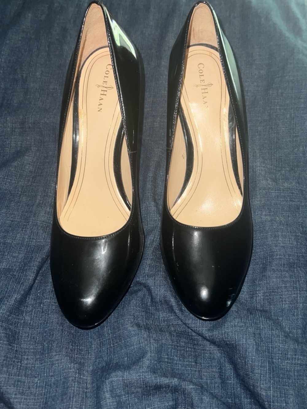 Cole Haan Black Patent Leather Pointed-Toe Pumps